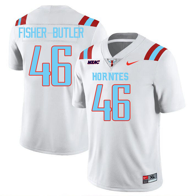 Delaware State Hornets #46 Patrick Fisher-Butler College Football Jerseys,Uniforms Stitched-White
